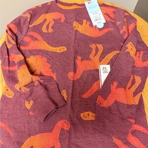 Cat & Jack Maroon Long Sleeve Top with Orange Dinosaur Print